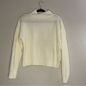 SHEIN Cream Ribbed Mock Neck Sweater